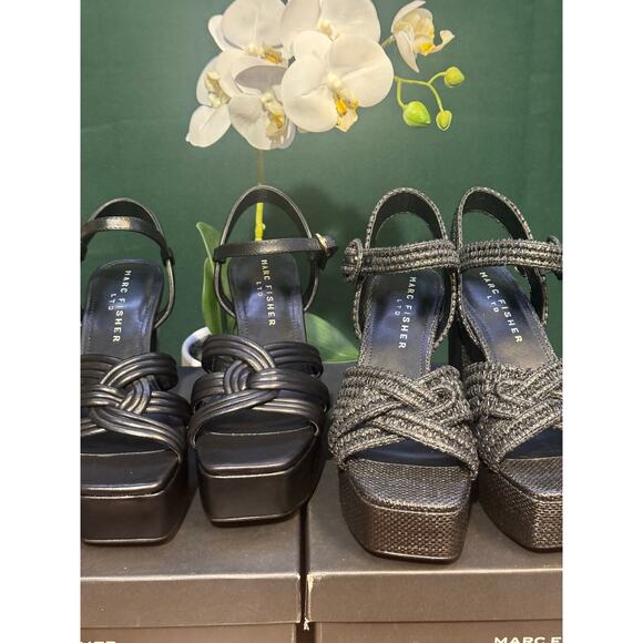 2 pairs of  Marc Fisher heeled sandals selling as a set size 6.5 new with box - Picture 4 of 7